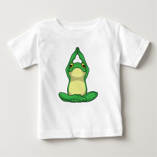 Frog at Yoga in Cross Leged ベビーTシャツ (正面)