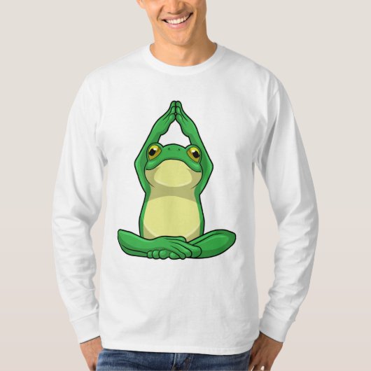 Frog at Yoga in Cross Leged Tシャツ (正面)