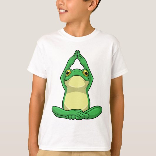 Frog at Yoga in Cross Leged Tシャツ (正面)