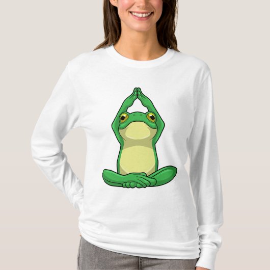 Frog at Yoga in Cross Leged Tシャツ (正面)