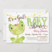 Frog Baby Showerの招待状、Girl 招待状 (正面)