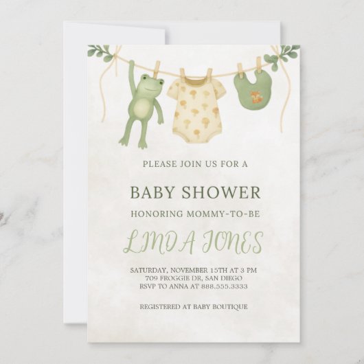 Frog Baby Shower Invitation 招待状 (正面)