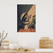 Frog Bathroom Art Print Minimalist Line Drawing ポスター (キッチン)