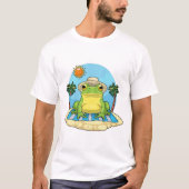 Frog Beach Palm trees Summer Tシャツ (正面)