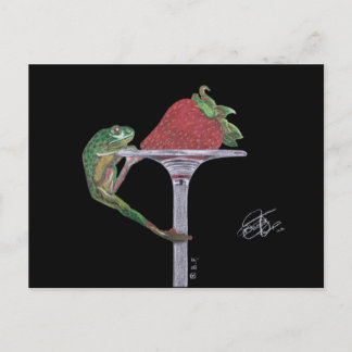FROG CATCHING A STRAWBERRY ポストカード