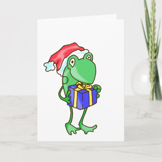 Frog Christmas -- Frog, Present, Santa Hatベビー部 カード (正面)