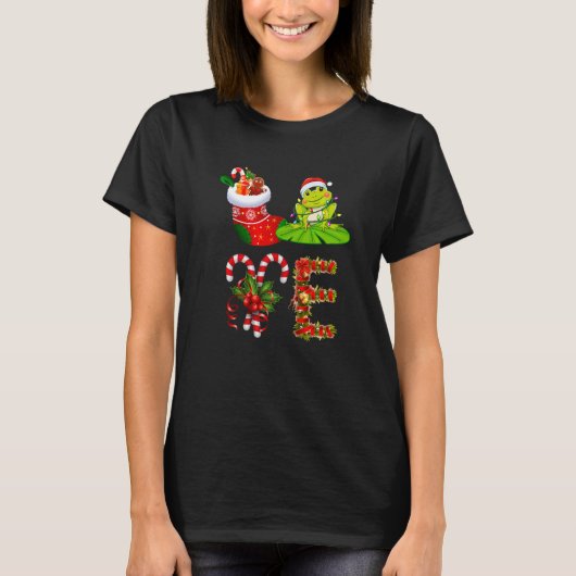 Frog Christmas Lights Led  Santa Hat Christmas Tシャツ (正面)