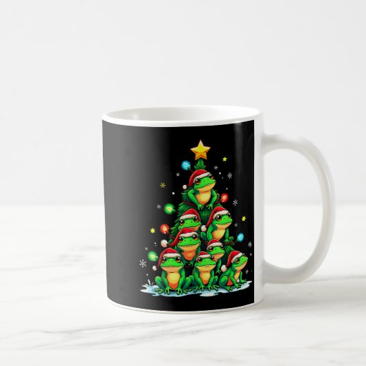 Frog Christmas Tree Funny Hopper Holiday Cute Frog コーヒーマグカップ (右)
