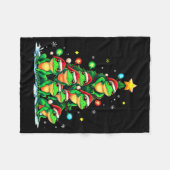 Frog Christmas Tree Funny Hopper Holiday Cute Frog フリースブランケット (正面(横))