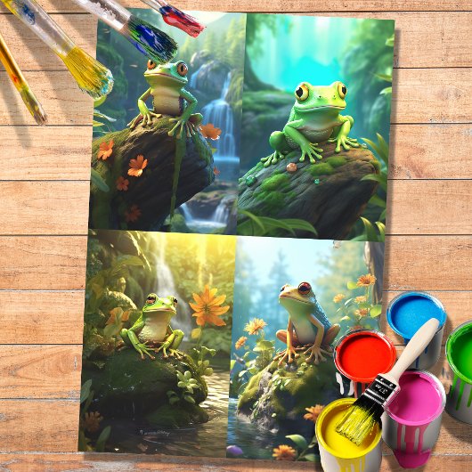 Frog Collage 2デコペ紙 薄葉紙