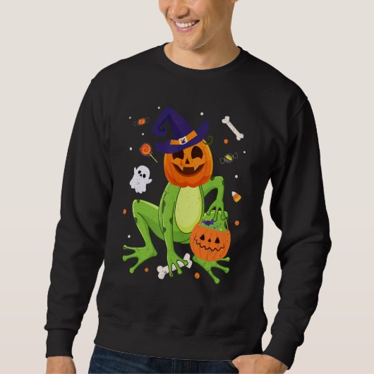 Frog Costume Toad Kids Cute Frog Halloween スウェットシャツ (正面)