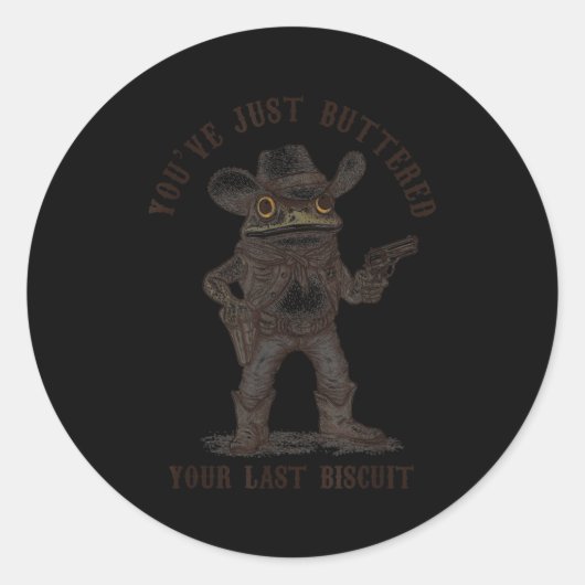Frog Cowboy You've Just Buttered Your Last Biscuit ラウンドシール (正面)