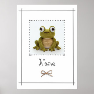 Frog Crochet Baby Nursery Wall Art Custom ポスター