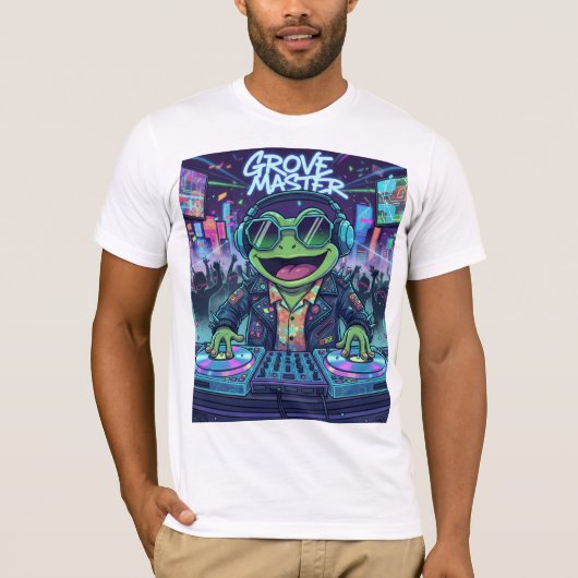 Frog DJ T-Shirt | Funny Rave Party Tee| EDM lovers Tシャツ (正面)