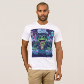 Frog DJ T-Shirt | Funny Rave Party Tee| EDM lovers Tシャツ (正面フル)