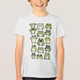 Frog Doodle Pattern - Kawaii Gift for Kids トライブレンドＴシャツ