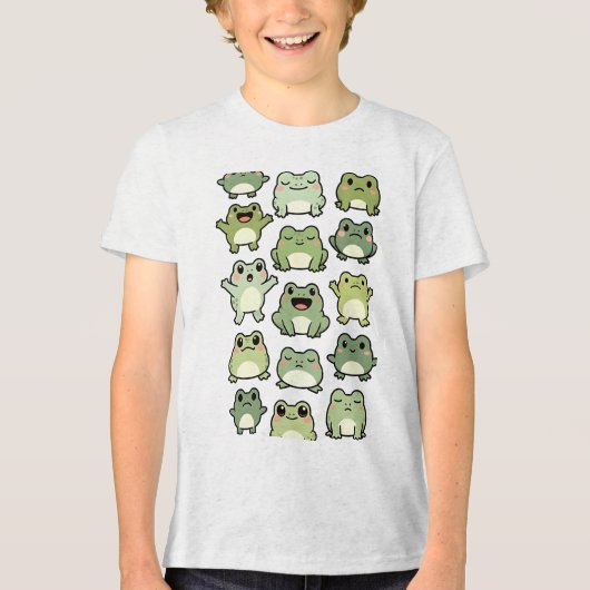 Frog Doodle Pattern - Kawaii Gift for Kids トライブレンドＴシャツ (正面)