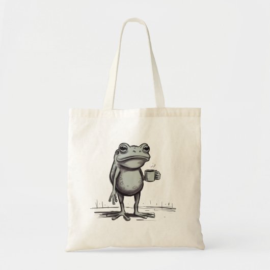 Frog Drinking Coffee Meme Mystical Toad Frog Lover トートバッグ (正面)