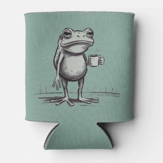 Frog Drinking Coffee Meme Mystical Toad Frog Lover 缶クーラー (正面)