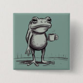 Frog Drinking Coffee Meme Mystical Toad Frog Lover 缶バッジ (正面)