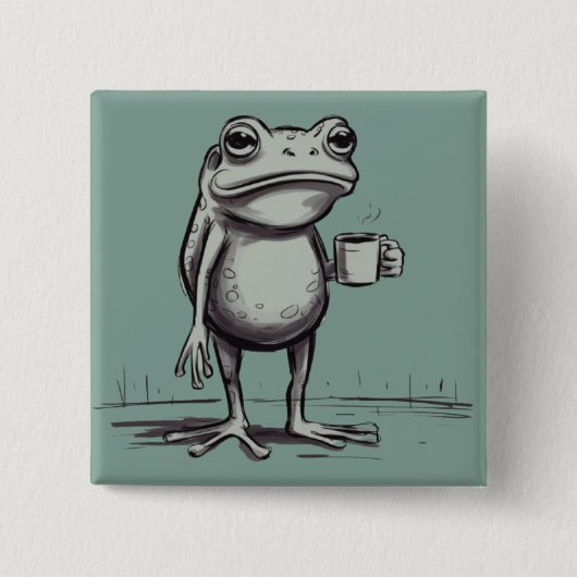 Frog Drinking Coffee Meme Mystical Toad Frog Lover 缶バッジ (正面)