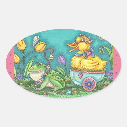 FROG & DUCK EASTER EGG STICKERSシート楕円 楕円形シール (正面)