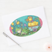 FROG & DUCK EASTER EGG STICKERSシート楕円 楕円形シール (封筒)