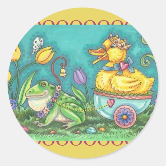FROG & DUCK PRINCE, CUTE EASTER STICKERSシートランド ラウンドシール (正面)