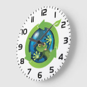 Frog Earth Day Recycling Eco Friendly ラージ壁時計 (傾斜)