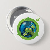 Frog Earth Day Recycling Eco Friendly 缶バッジ (正面&裏面)