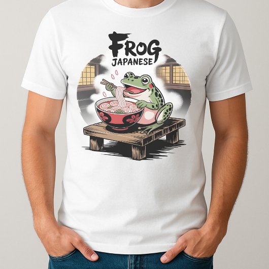 Frog Eating Ramen Kawaii Neko Japanese Noodles  Tシャツ