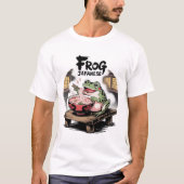 Frog Eating Ramen Kawaii Neko Japanese Noodles  Tシャツ (正面)