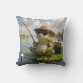 Frog Fishing From a Lily Pad クッション (正面)
