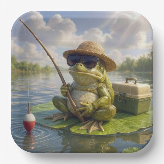 Frog Fishing From a Lily Pad ペーパープレート (正面)