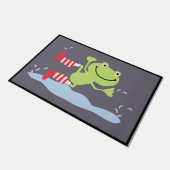 Frog Font Porch Mat, Dancing Frog Welcome  ドアマット (アングル)