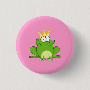 Frog Frogs Crown Green王のかわいい漫画動物 缶バッジ