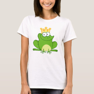 Frog Frogs Crown Green王のかわいい漫画動物 Tシャツ