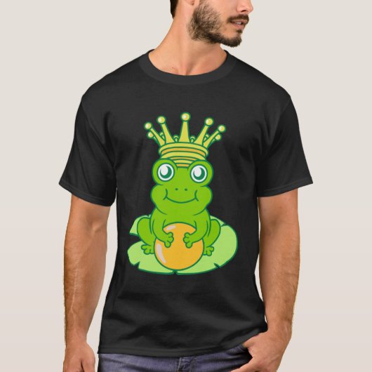Frog Golden Toad King Fairy Tale Crown Ball Prince Tシャツ (正面)