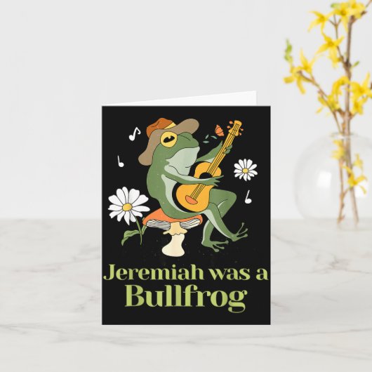 Frog Guitar-jeremiah Was Bullfrog Funny Saying  カード (黄色い花)