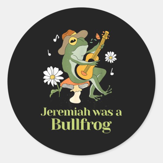 Frog Guitar-jeremiah Was Bullfrog Funny Saying  ラウンドシール (正面)