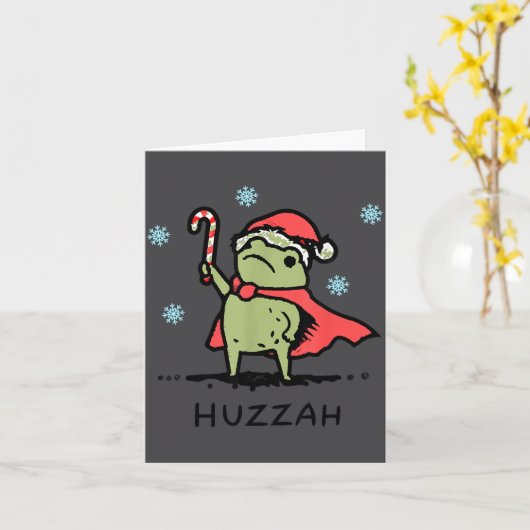 Frog Huzzah Frog Knight Funny Sword Meme Quote Chr カード (黄色い花)