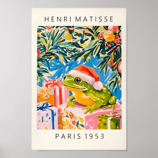 Frog In Santa Hat, おもしろいChristmas Decor, Henri Ma ポスター (正面)