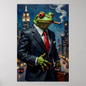 Frog in Suit with Cigar Painting ポスター (正面)