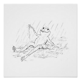 Frog in the rain print (part 3 of a set) ポスター