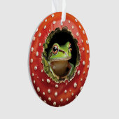 Frog in Toadstool – Cute Woodland Mushroom Art オーナメント (正面)