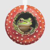 Frog in Toadstool – Cute Woodland Mushroom Art オーナメント (裏面)
