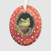 Frog in Toadstool – Cute Woodland Mushroom Art オーナメント (正面)