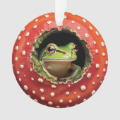 Frog in Toadstool – Cute Woodland Mushroom Art オーナメント (正面)