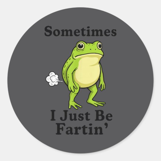 Frog Just I Fartin Sometimes Crew ラウンドシール (正面)