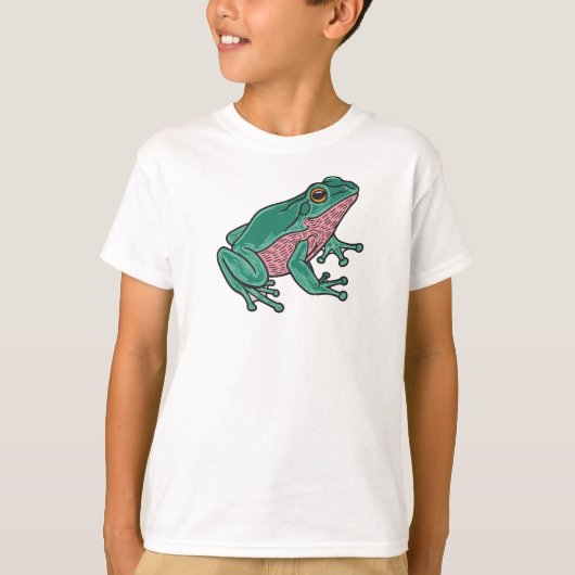Frog Kids T-Shirt – Cute Green Animal Tee for Boys Tシャツ (正面)